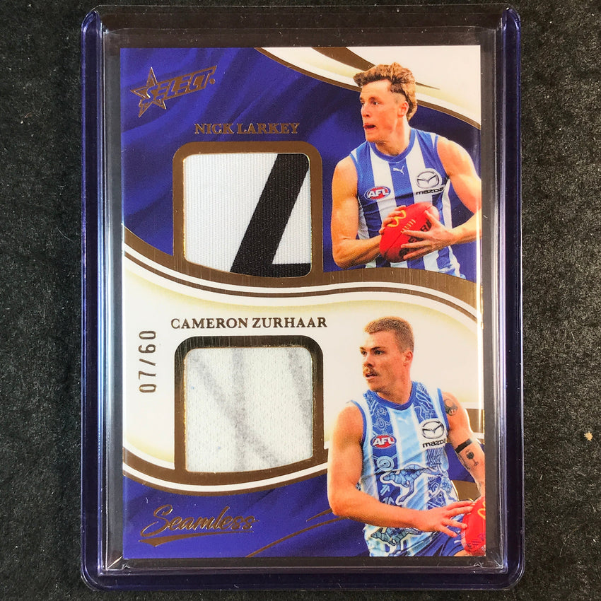 2025 Select AFL Seamless NICK LARKEY CAMERON ZURHAAR Dual Patch 07/60 #34
