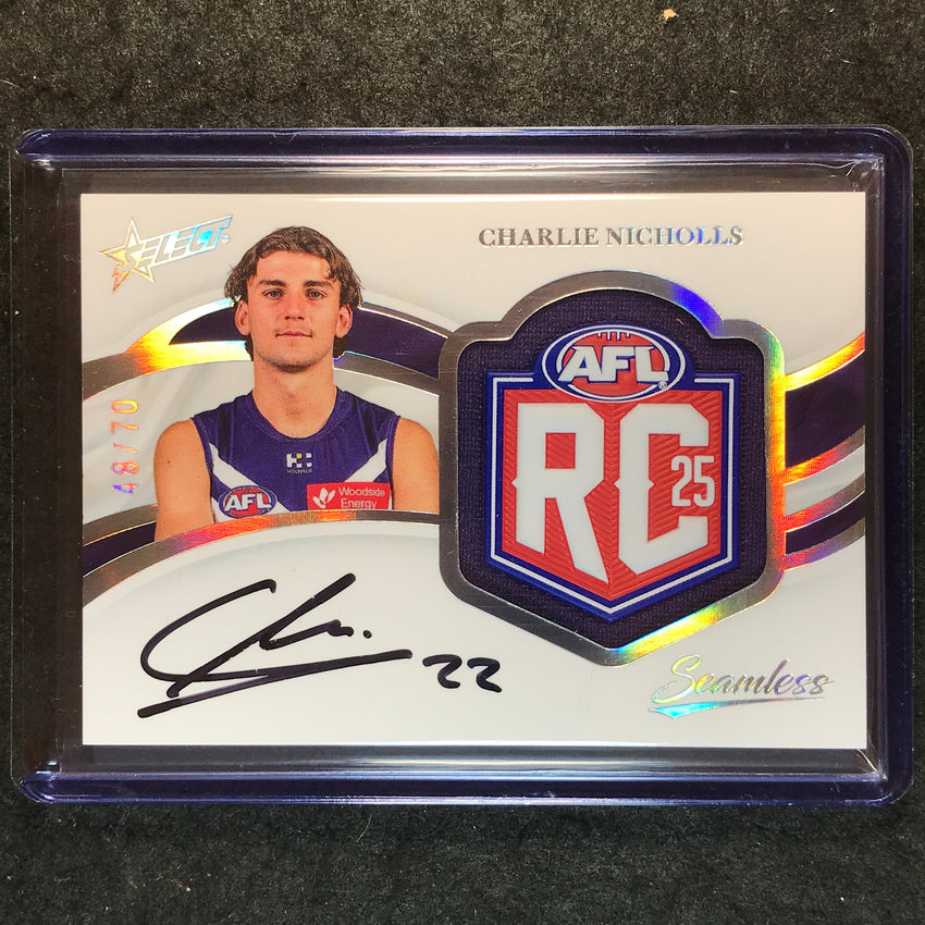 2025 Select AFL Seamless CHARLIE NICHOLLS Rookie Badge Signature Auto 48/70 #34