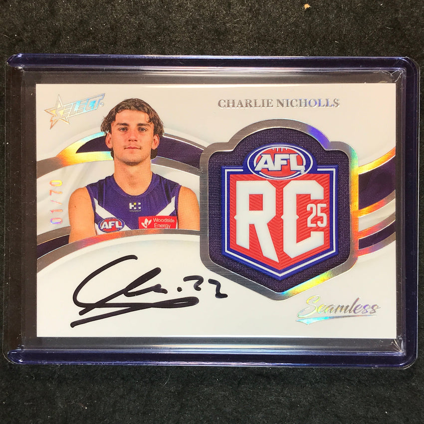 2025 Select AFL Seamless CHARLIE NICHOLLS Rookie Badge Signature Auto 01/70 #34