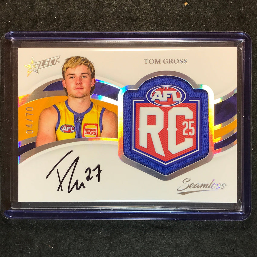 2025 Select AFL Seamless TOM GROSS Rookie Badge Signature Auto 04/70 #46