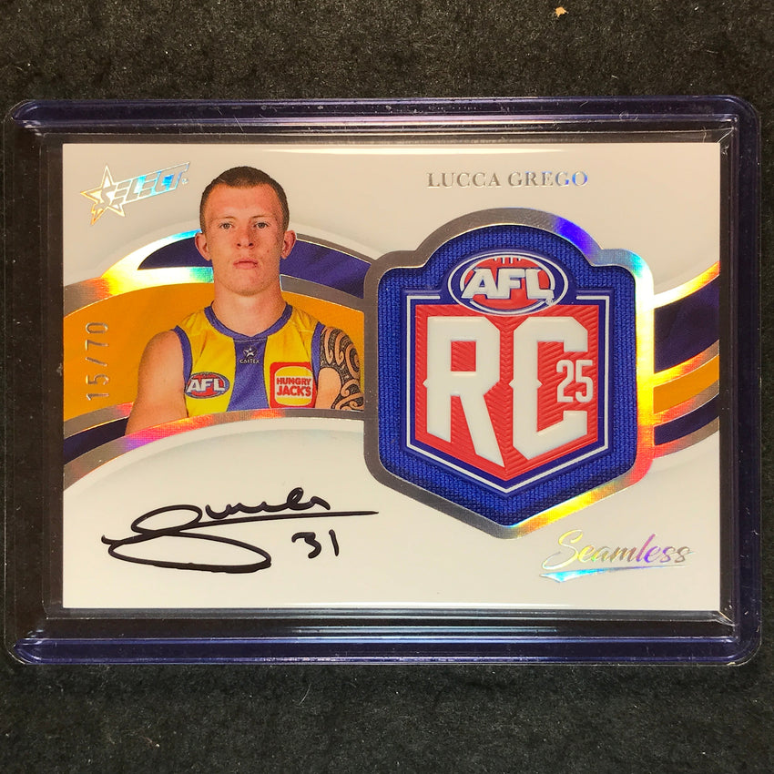 2025 Select AFL Seamless LUCCA GREGO Rookie Badge Signature Auto 15/70 #48