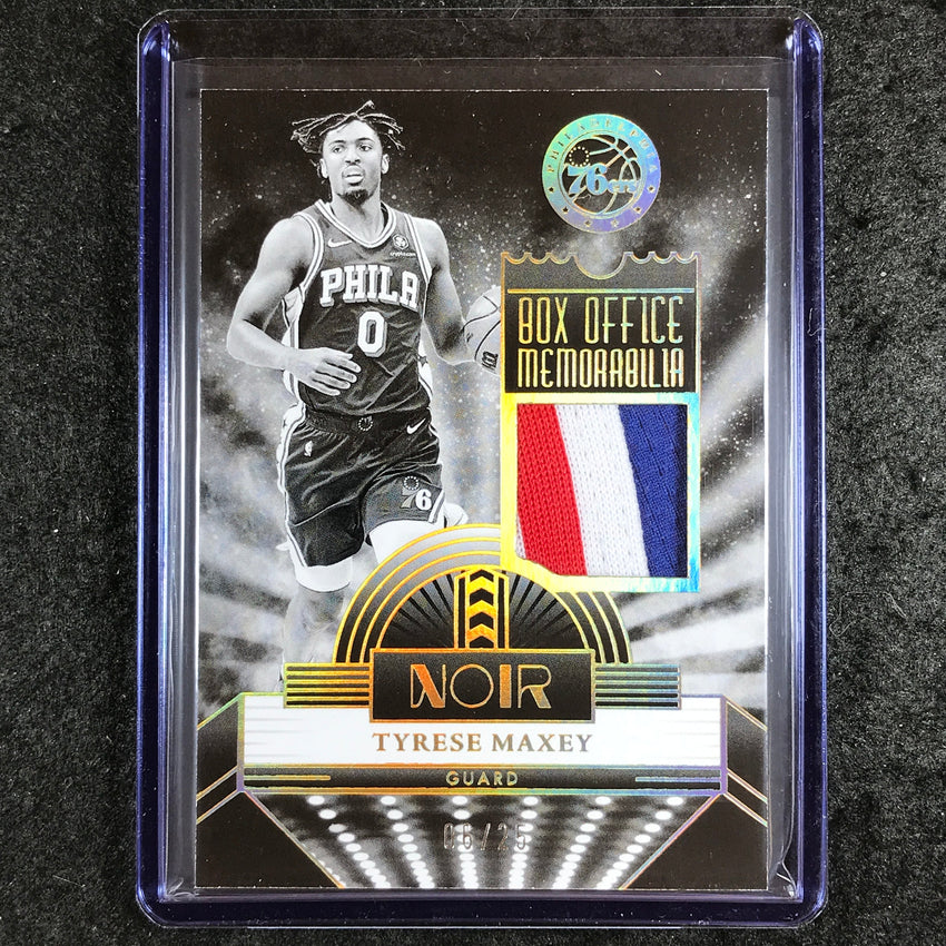2023-24 Noir NBA TYRESE MAXEY Box Office Memorabilia Jersey Patch Gold 6/25