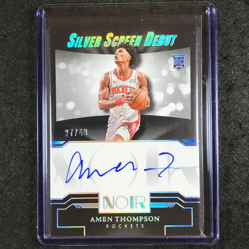 2023-24 Noir NBA AMEN THOMPSON Silver Screen Debut Signatures Rookie Auto 27/49
