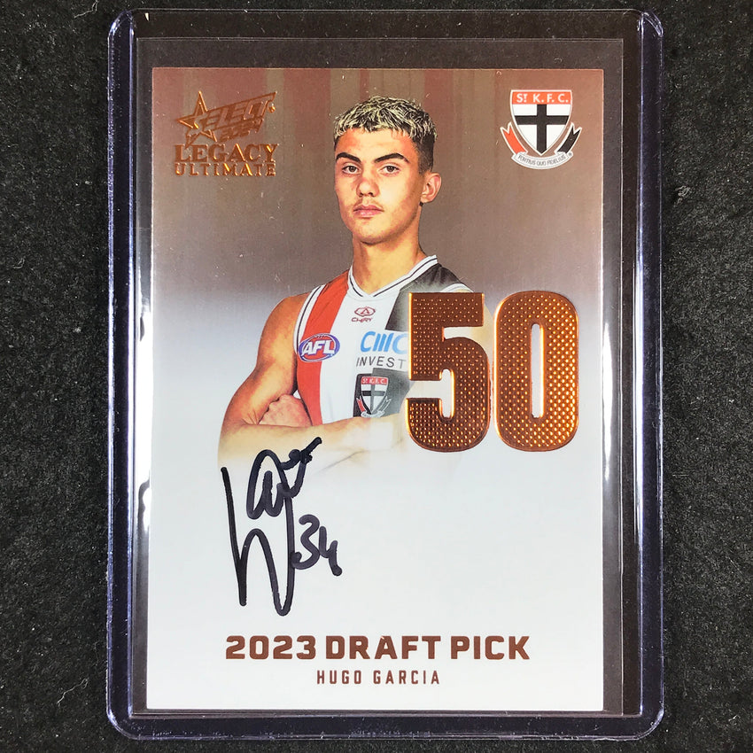 2024 Select AFL Legacy Ultimate HUGO GARCIA Draft Pick Signatures Copper 004/175