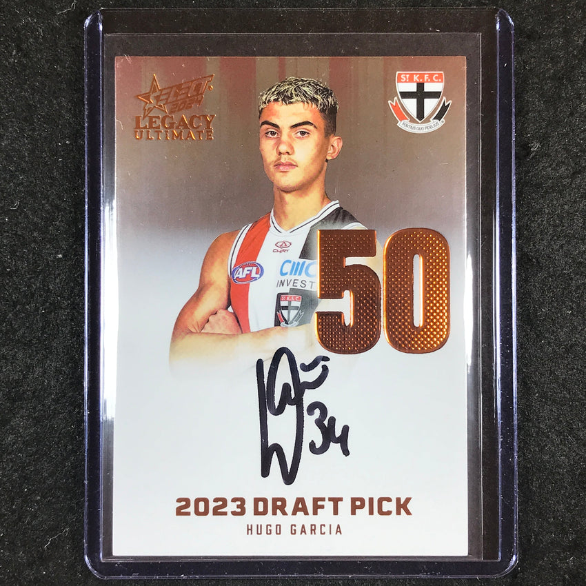 2024 Select AFL Legacy Ultimate HUGO GARCIA Draft Pick Signatures Copper 150/175