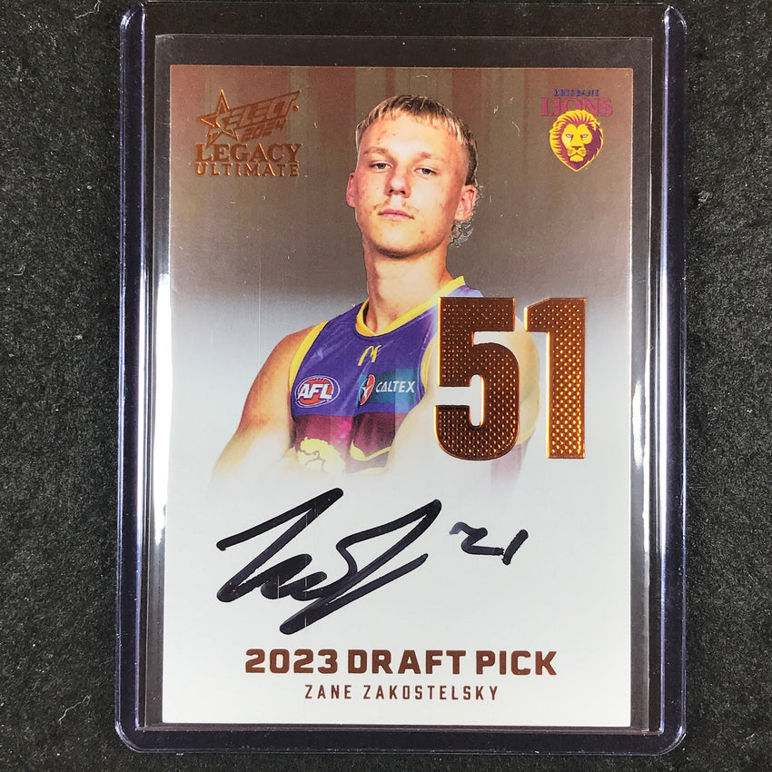 2024 Select AFL Legacy Ultimate ZANE ZAKOSTELSKY Draft Pick Signatures 137/175