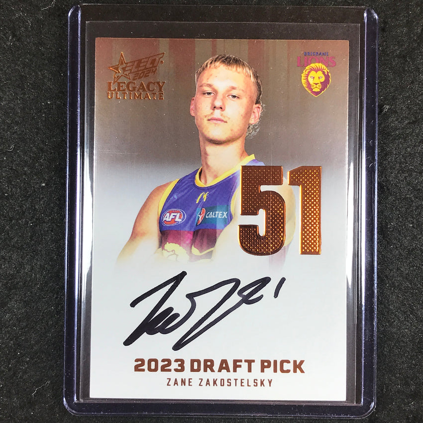 2024 Select AFL Legacy Ultimate ZANE ZAKOSTELSKY Draft Pick Signatures 154/175