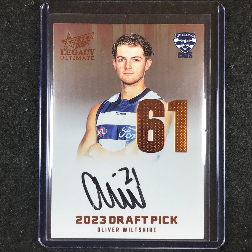 2024 Select AFL Legacy Ultimate OLIVER WILTSHIRE Draft Pick Signatures 43/175