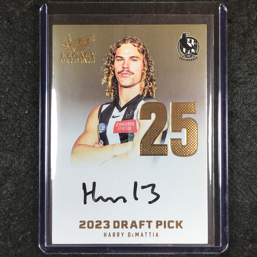 2024 Select AFL Legacy Ultimate HARRY DEMATTIA Draft Pick Signatures Gold 30/85