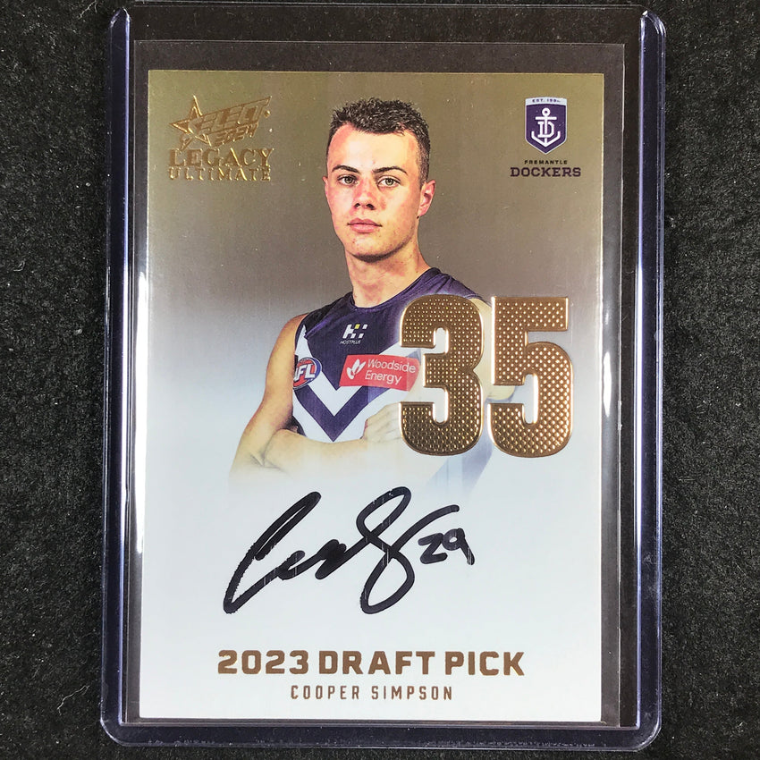 2024 Select AFL Legacy Ultimate COOPER SIMPSON Draft Pick Signatures Gold 48/85