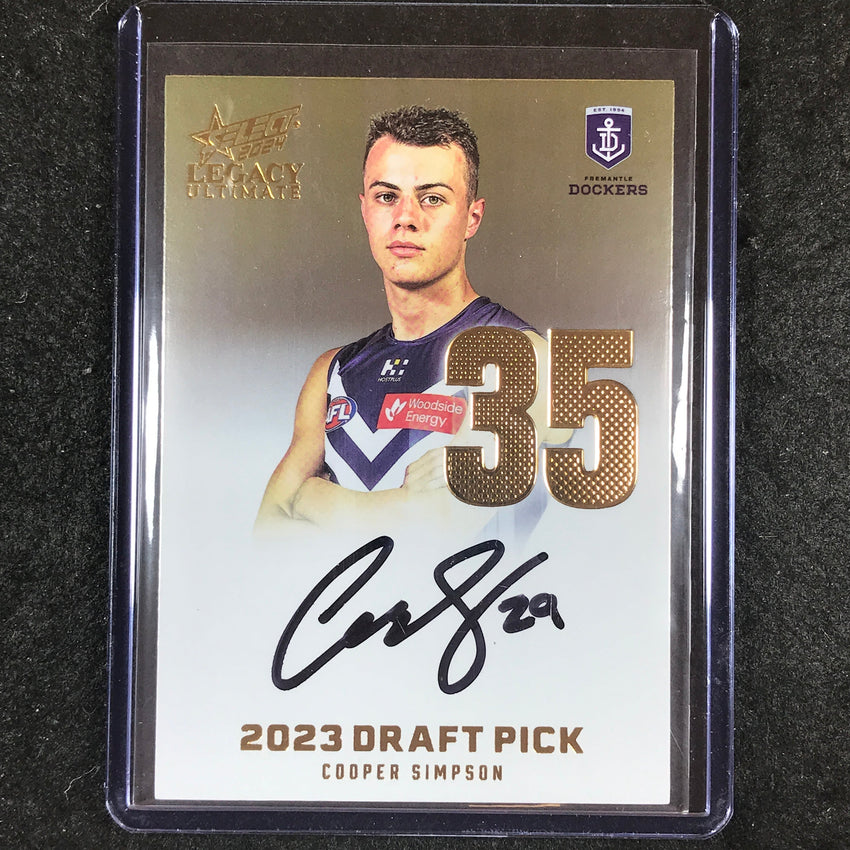 2024 Select AFL Legacy Ultimate COOPER SIMPSON Draft Pick Signatures Gold 64/85