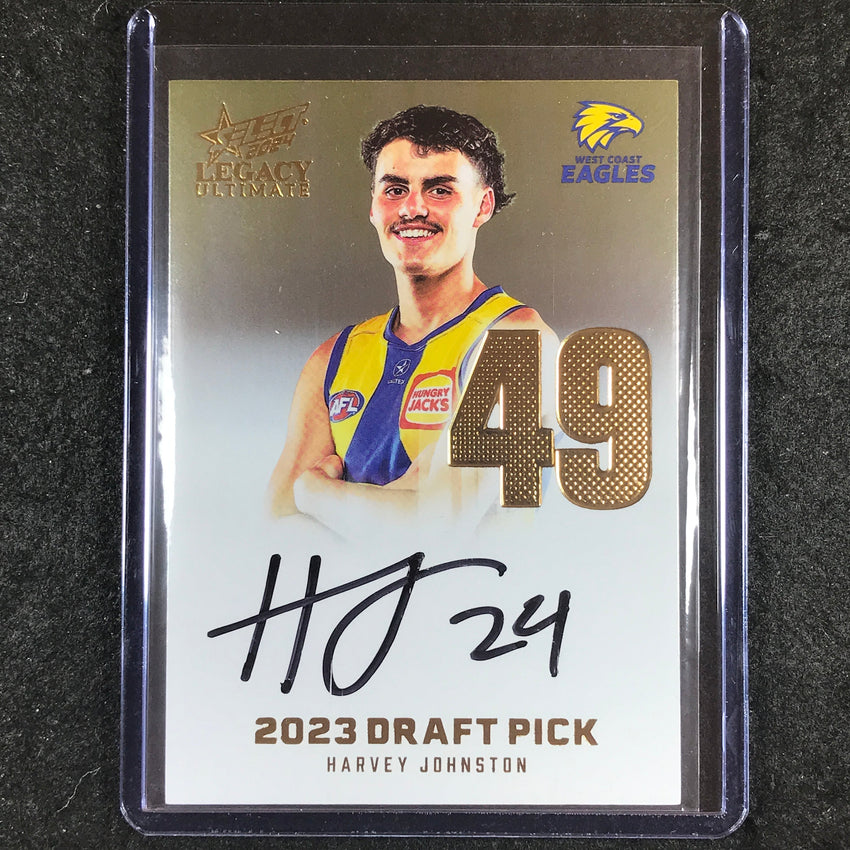 2024 Select AFL Legacy Ultimate HARVEY JOHNSTON Draft Pick Signatures Gold 37/85