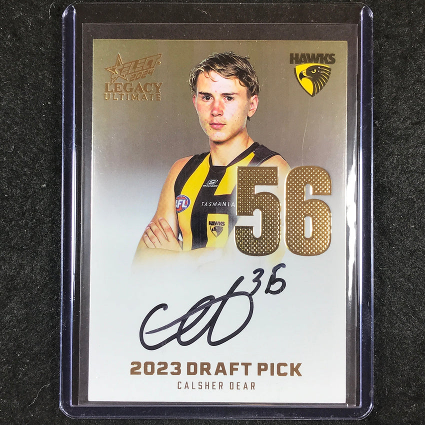 2024 Select AFL Legacy Ultimate CALSHER DEAR Draft Pick Signatures Gold 71/85