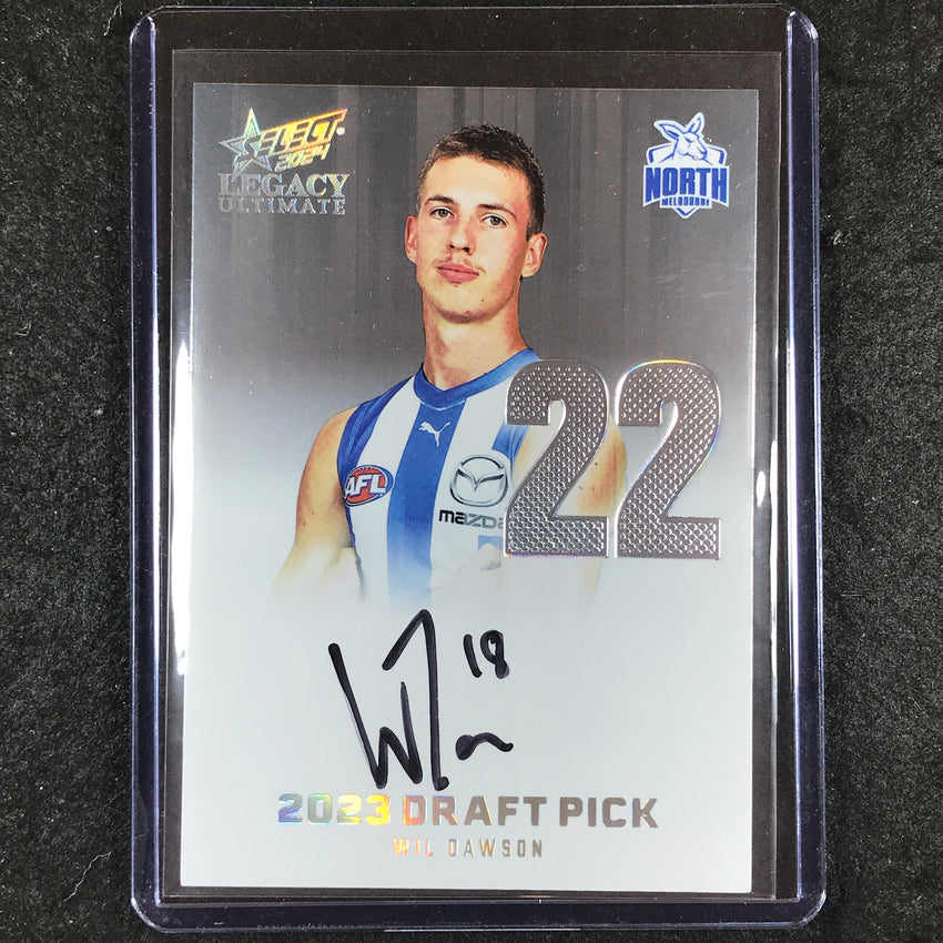 2024 Select AFL Legacy Ultimate WIL DAWSON Draft Pick Signatures Platinum 24/40