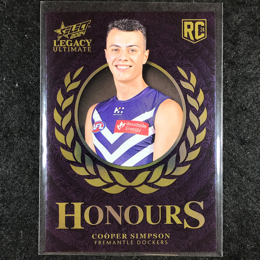 2024 Select AFL Legacy Ultimate COOPER SIMPSON Honours Rookie 190/255 #233