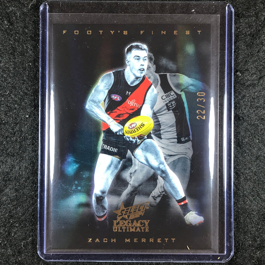 2024 Select AFL Legacy Ultimate ZACH MERRETT Footy's Finest Black 22/30 #23
