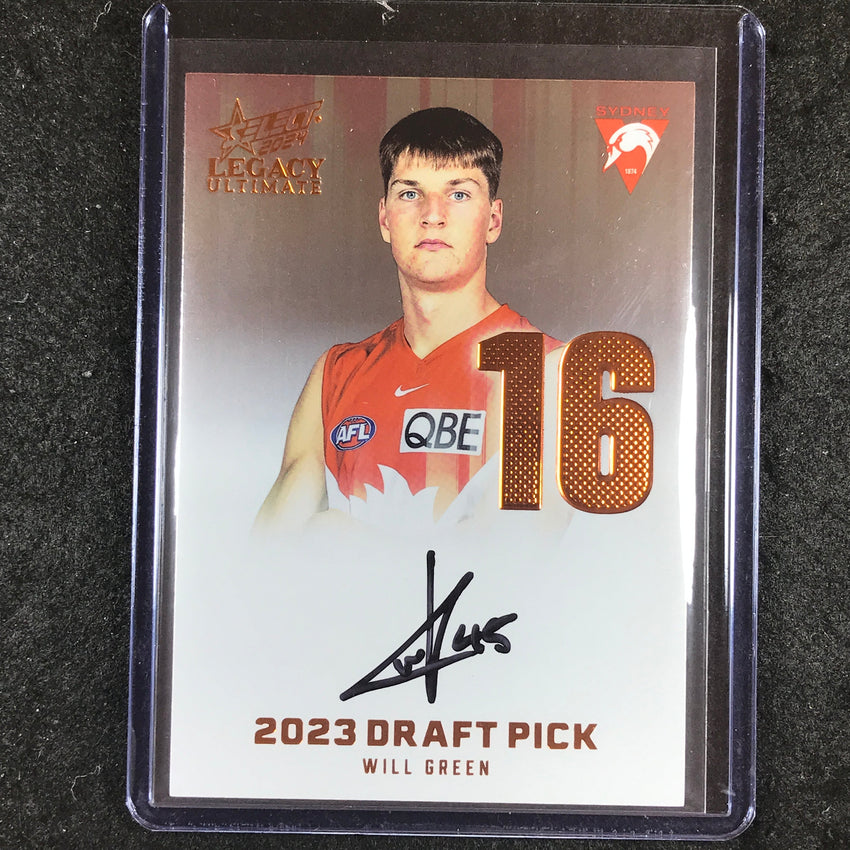 2024 Select AFL Legacy Ultimate WILL GREEN Draft Pick Signatures Copper 46/175