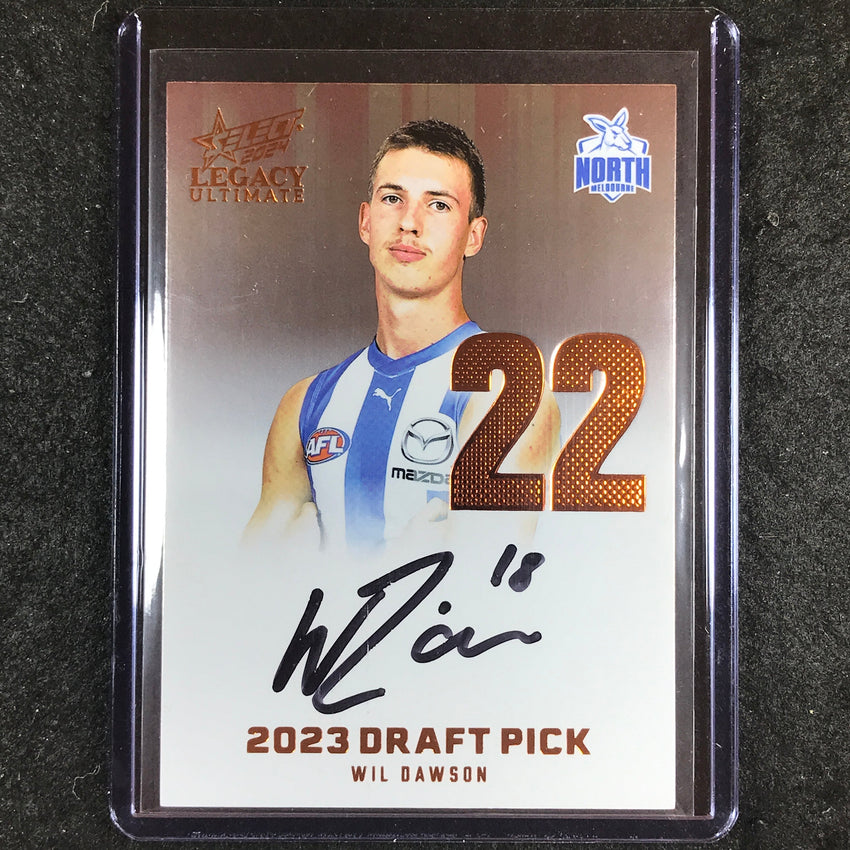 2024 Select AFL Legacy Ultimate WIL DAWSON Draft Pick Signatures Copper 19/175