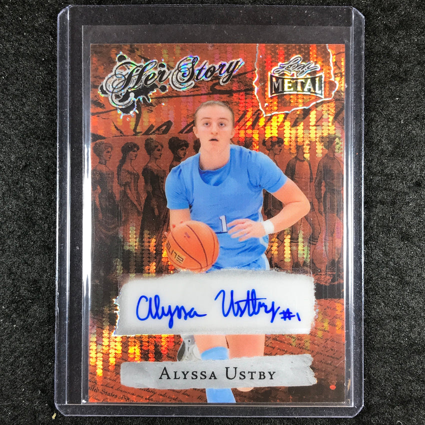 2024 Leaf Metal Women of Sport ALYSSA USTBY Her Story Auto Pulsar Orange 1/3