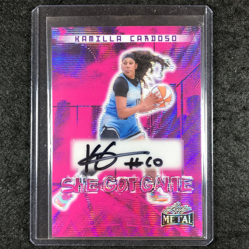 2024 Leaf Metal Women of Sport KAMILLA CARDOSO She Got Game Auto Wave Pink 1/1