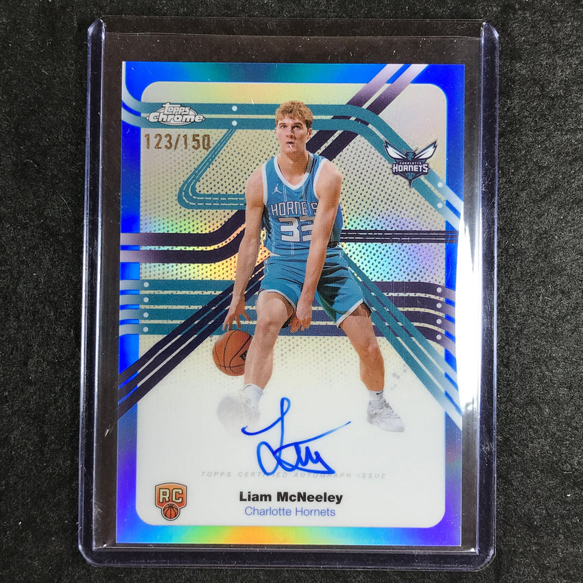 2025-26 Topps Chrome LIAM MCNEELEY Next Stop Signatures Rookie Auto Blue 123/150