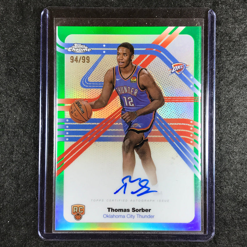 2025-26 Topps Chrome THOMAS SORBER Next Stop Signatures Rookie Auto Green 94/99
