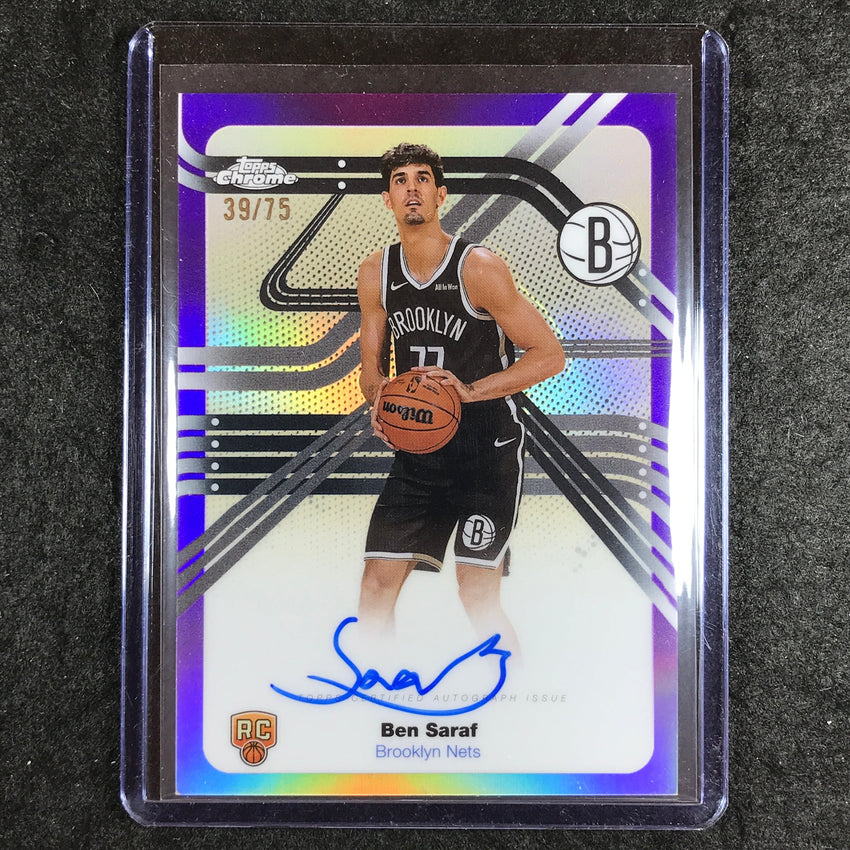 2025-26 Topps Chrome BEN SARAF Next Stop Signatures Rookie Auto Purple 39/75