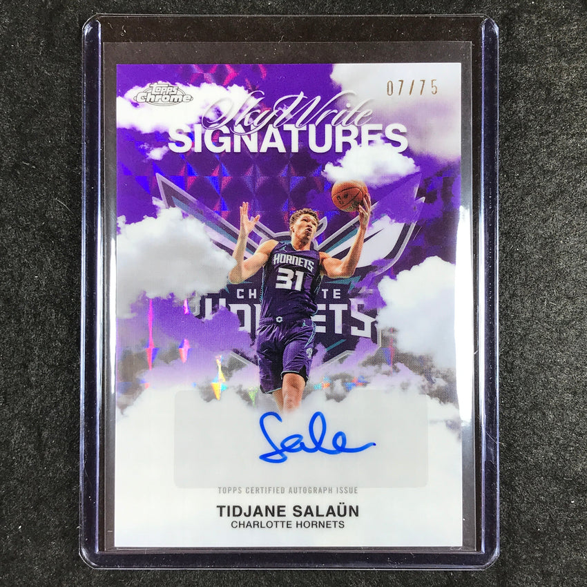 2025-26 Topps Chrome TIDJANE SALAUN Sky Write Auto Purple Geometric 7/75