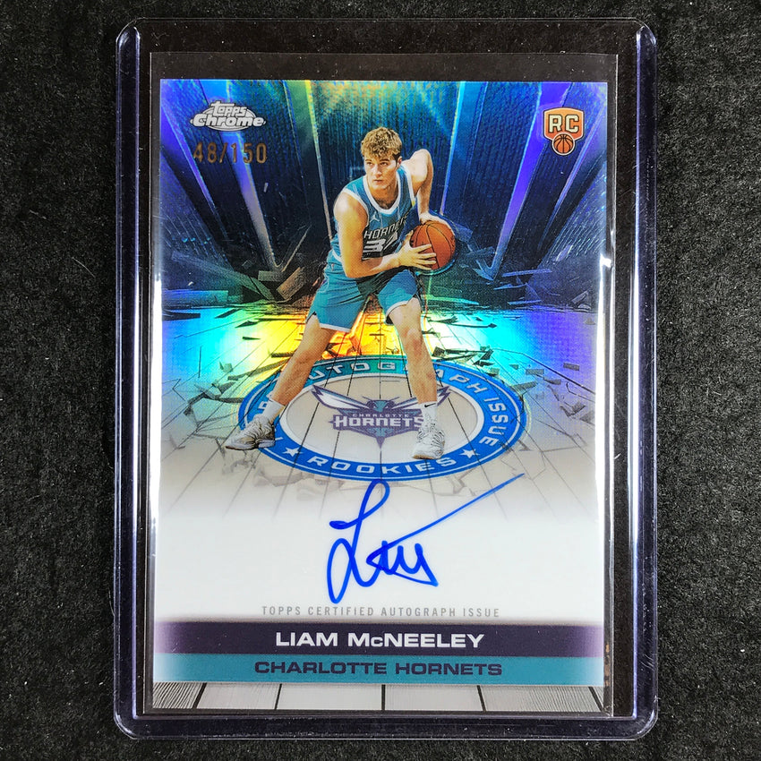 2025-26 Topps Chrome LIAM MCNEELEY Autograph Issue Rookie Blue 48/150