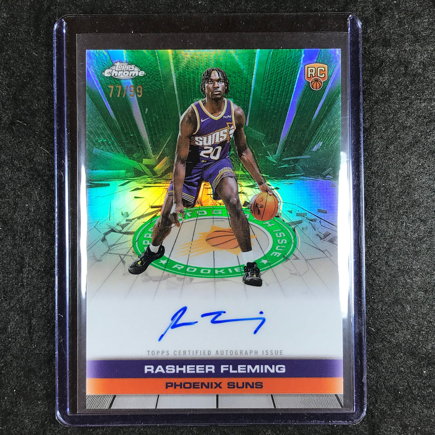 2025-26 Topps Chrome RASHEER FLEMING Autograph Issue Rookie Green 77/99