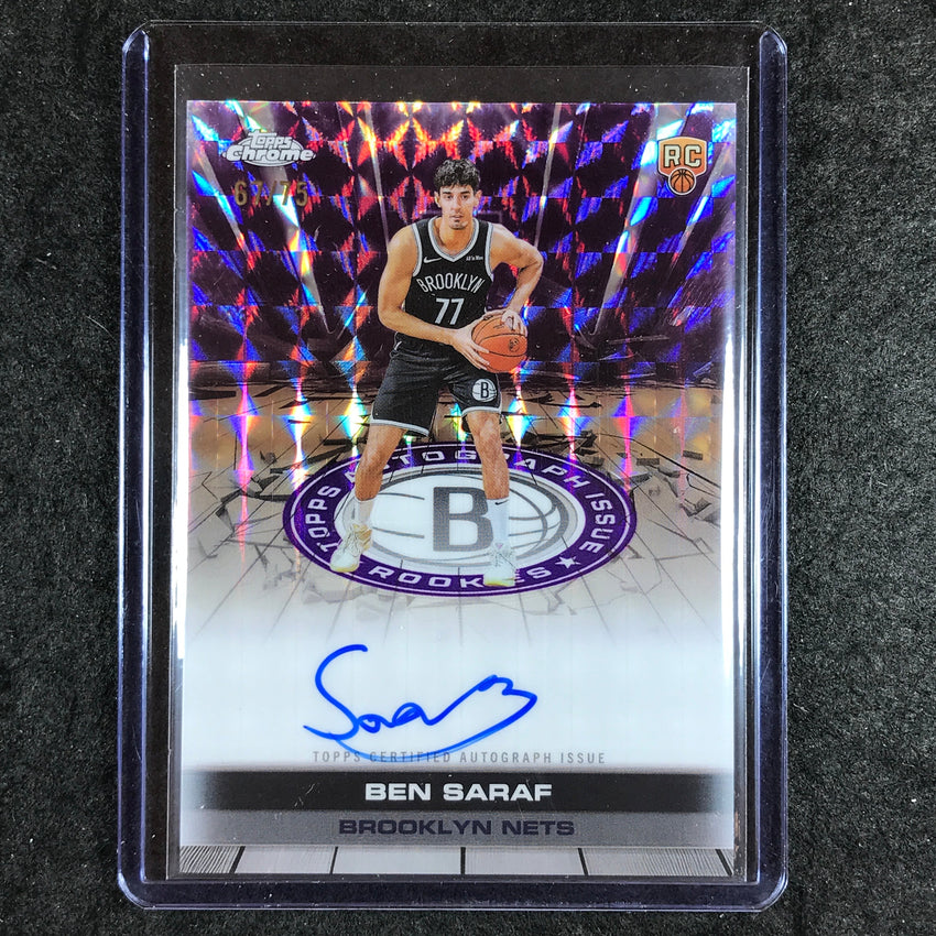 2025-26 Topps Chrome BEN SARAF Autograph Issue Rookie Purple Geometric 67/75