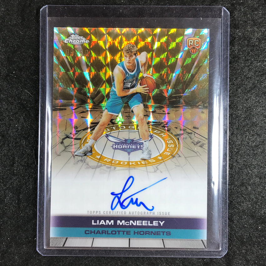 2025-26 Topps Chrome LIAM MCNEELEY Autograph Issue Rookie Gold Geometric 9/50