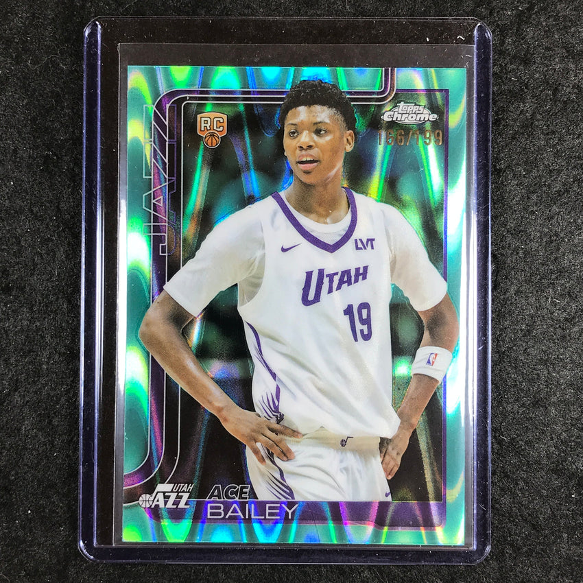2025-26 Topps Chrome ACE BAILEY Rookie Base Aqua RayWave 166/199 #255