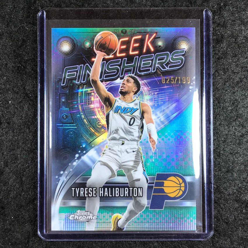 2025-26 Topps Chrome TYRESE HALIBURTON Sleek Finishers Aqua 25/199 #15