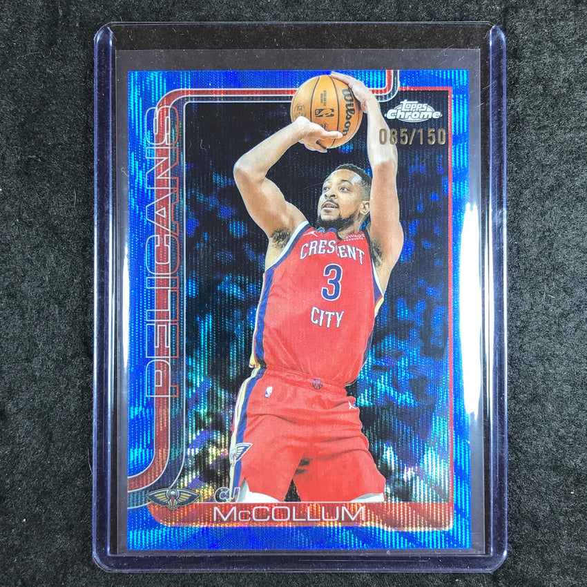 2025-26 Topps Chrome CJ MCCOLLUM Base Blue Wave 85/150 #136