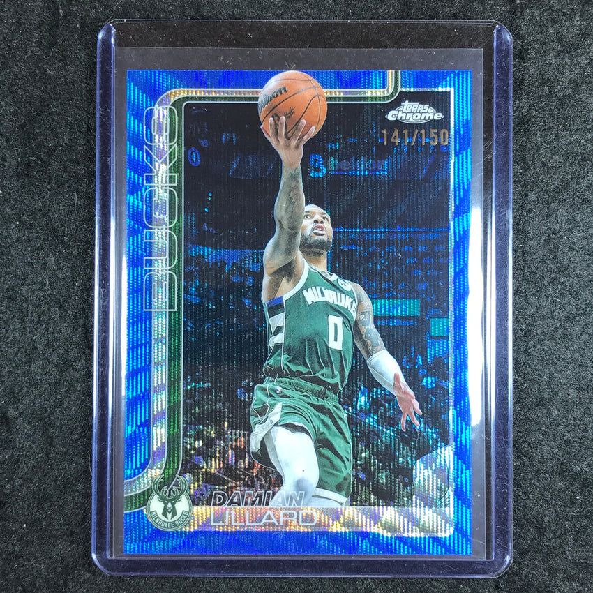 2025-26 Topps Chrome DAMIAN LILLARD Base Blue Wave 141/150 #153