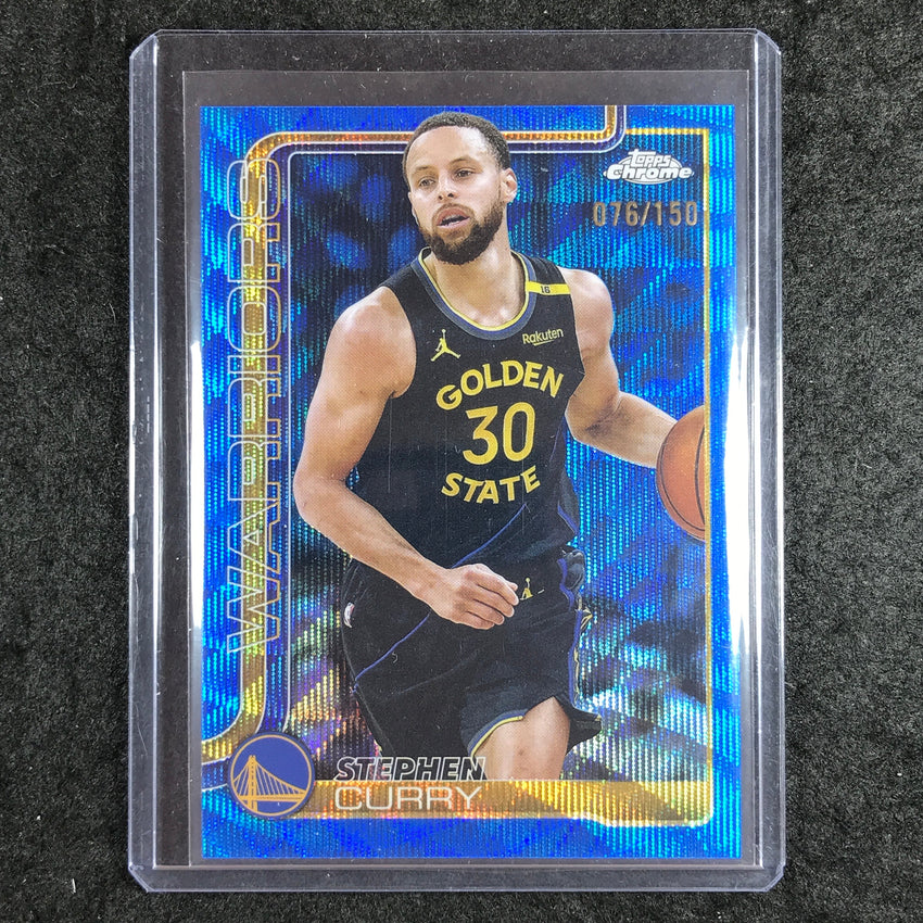 2025-26 Topps Chrome STEPHEN CURRY Base Blue Wave 76/150 #201