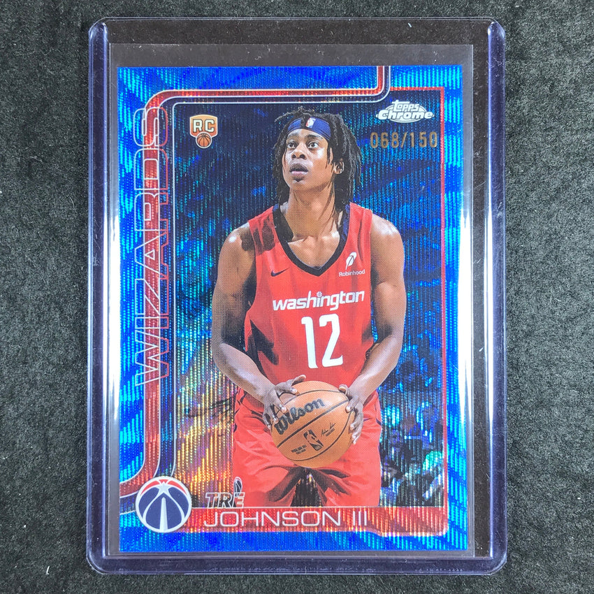 2025-26 Topps Chrome TRE JOHNSON III Rookie Base Blue Wave 68/150 #256