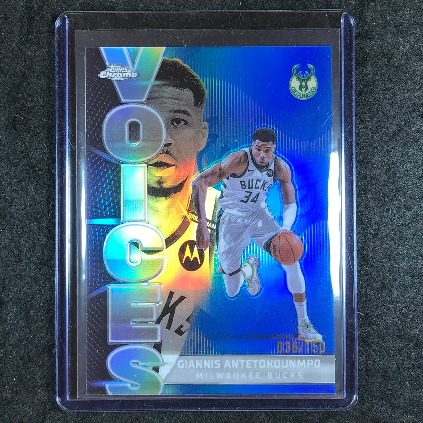 2025-26 Topps Chrome GIANNIS ANTETOKOUNMPO Voices Blue 36/150 #2