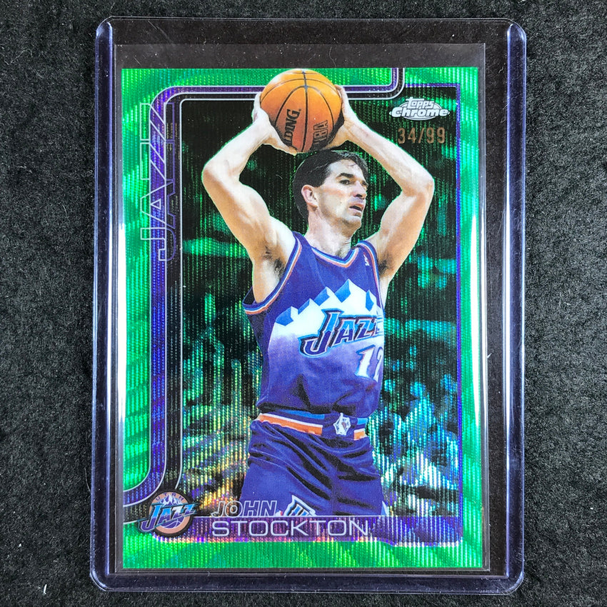 2025-26 Topps Chrome JOHN STOCKTON Base Green Wave 34/99 #250