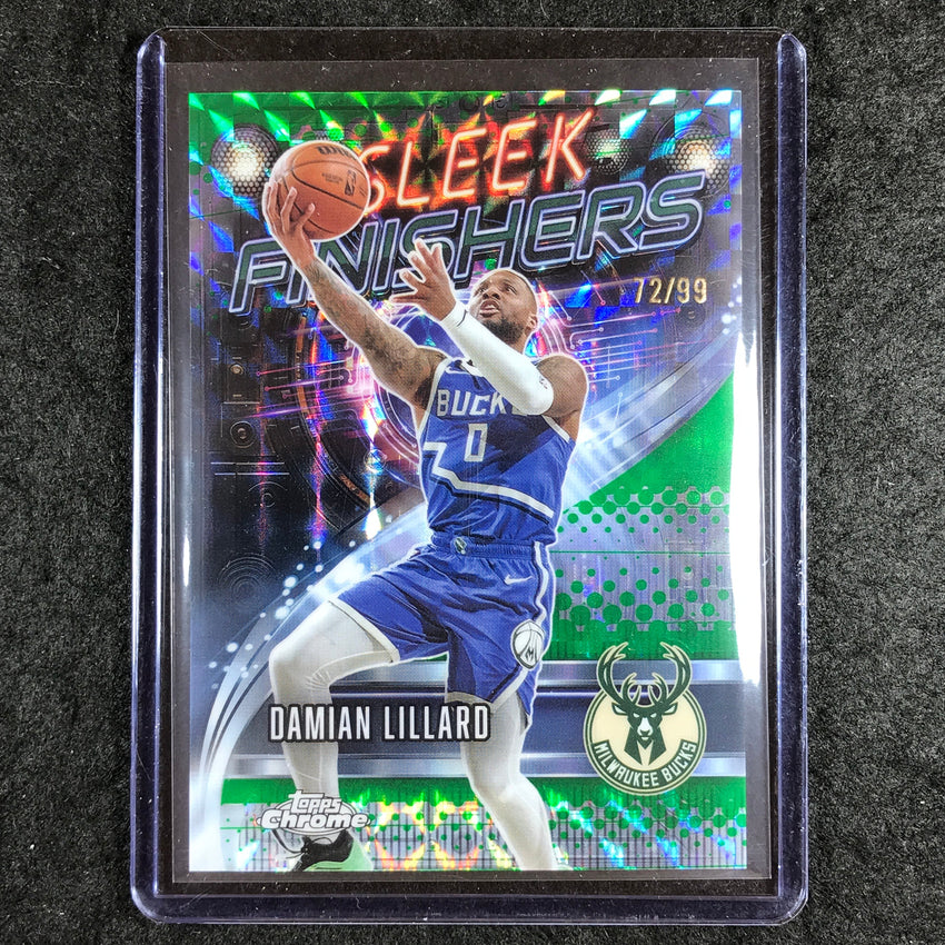 2025-26 Topps Chrome DAMIAN LILLARD Sleek Finishers Green Geometric 72/99 #9