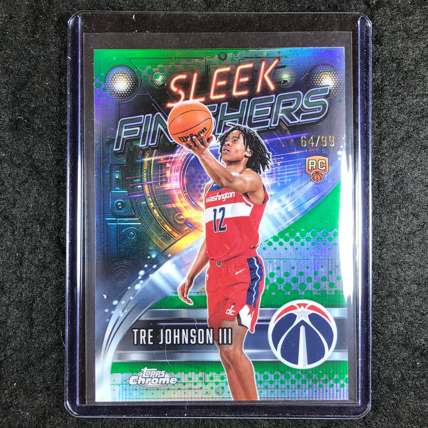 2025-26 Topps Chrome TRE JOHNSON III Sleek Finishers Rookie Green 64/99 #26