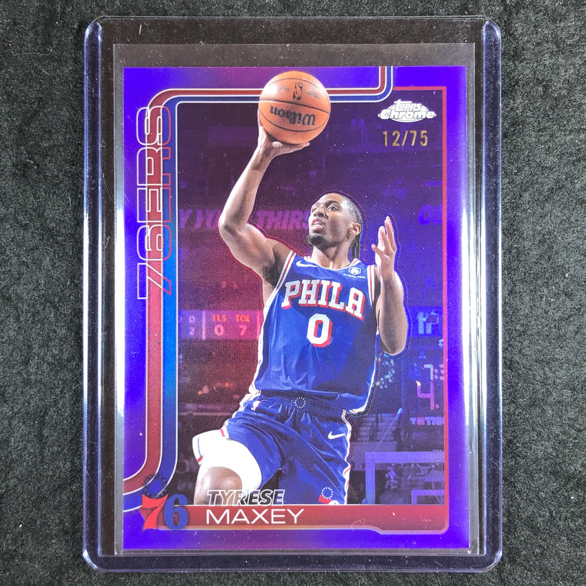 2025-26 Topps Chrome TYRESE MAXEY Base Purple 12/75 #185