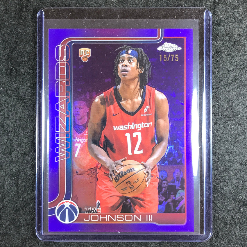 2025-26 Topps Chrome TRE JOHNSON III Rookie Base Purple 15/75 #256