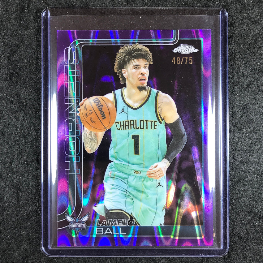 2025-26 Topps Chrome LAMELO BALL Base Purple RayWave 48/75 #39