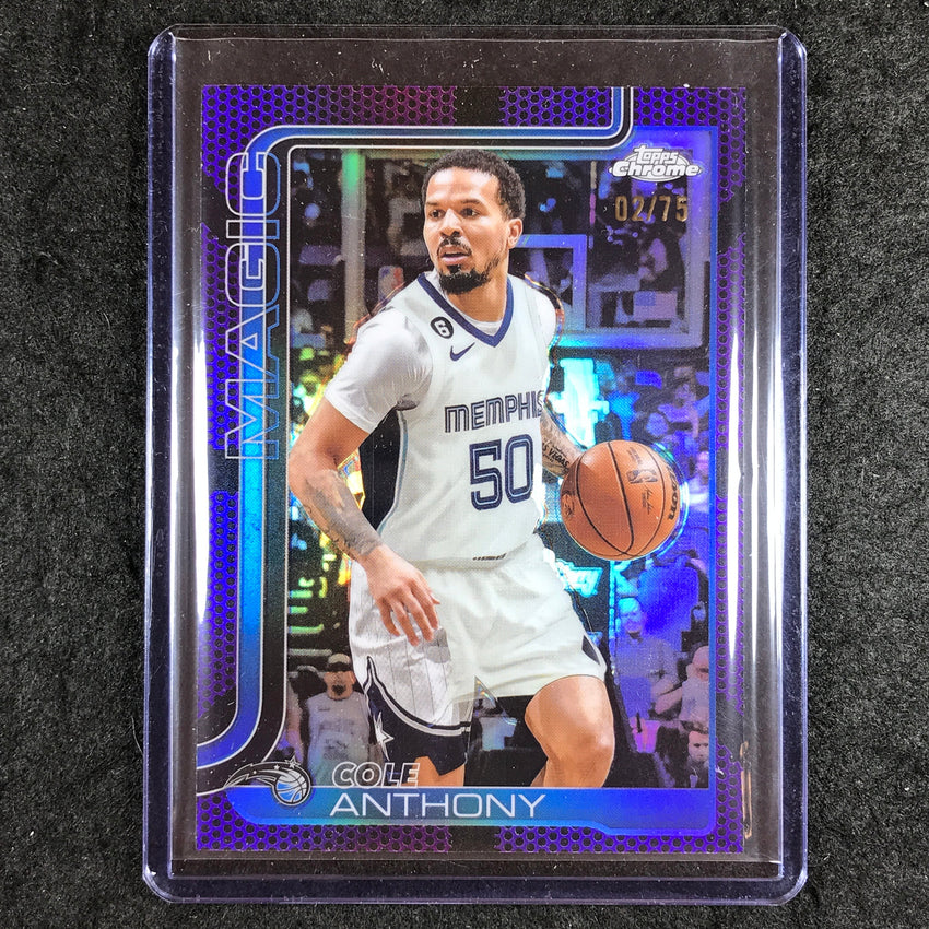 2025-26 Topps Chrome COLE ANTHONY Base Purple Basketball 2/75 #175