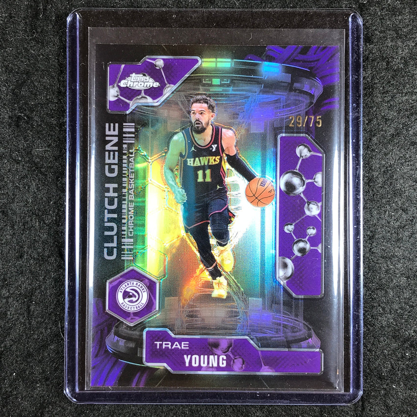 2025-26 Topps Chrome TRAE YOUNG Clutch Gene Purple 29/75 #14