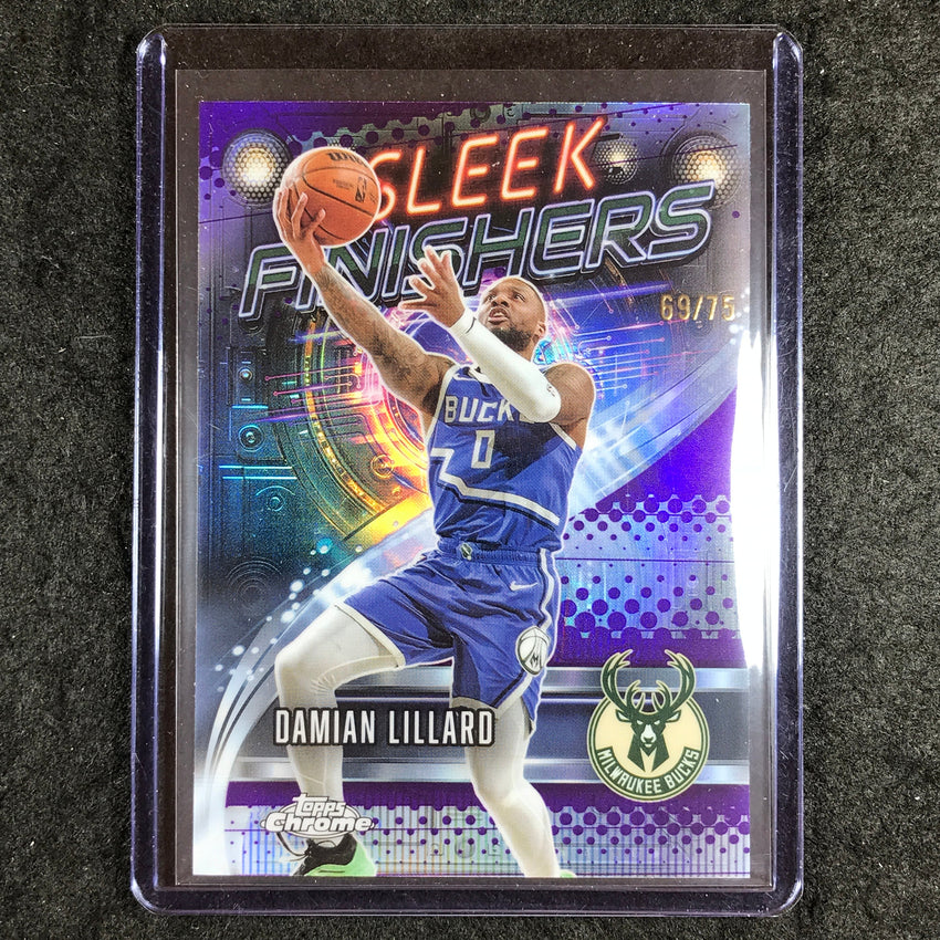2025-26 Topps Chrome DAMIAN LILLARD Sleek Finishers Purple 69/75 #9