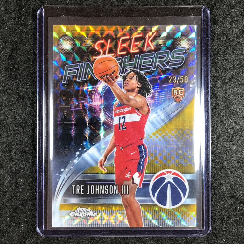 2025-26 Topps Chrome TRE JOHNSON III Sleek Finishers Rookie Gold Geometric 23/50