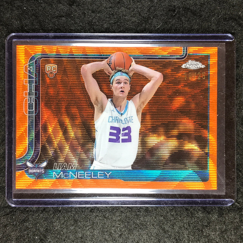 2025-26 Topps Chrome LIAM MCNEELEY Rookie Base Orange Wave 18/25 #279